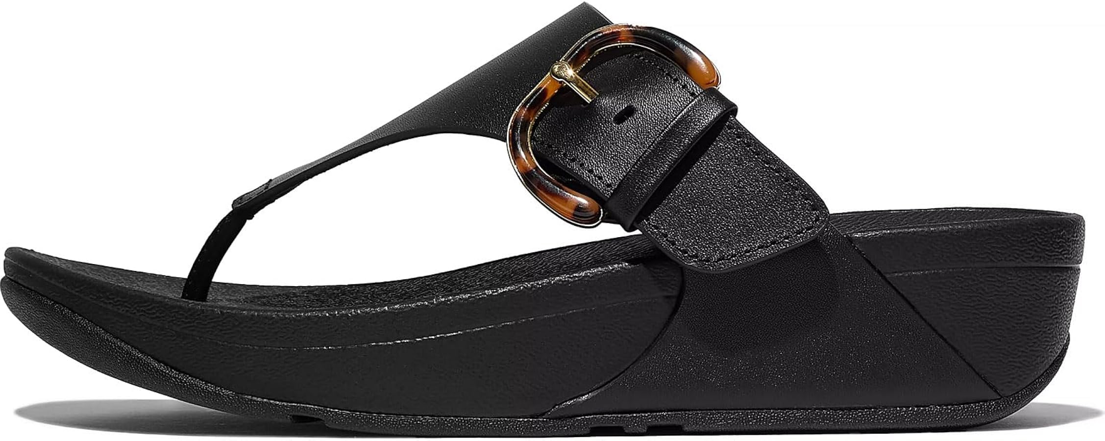 Amazon.com | FitFlop Women's Lulu Resin-Buckle Leather Toe-Post